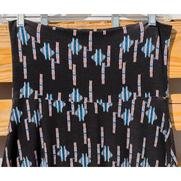 Thyme & Honey Gray Pink Print Pull On Fold Over Waist Comfy Modest Maxi Skirt M - Picture 2 of 4